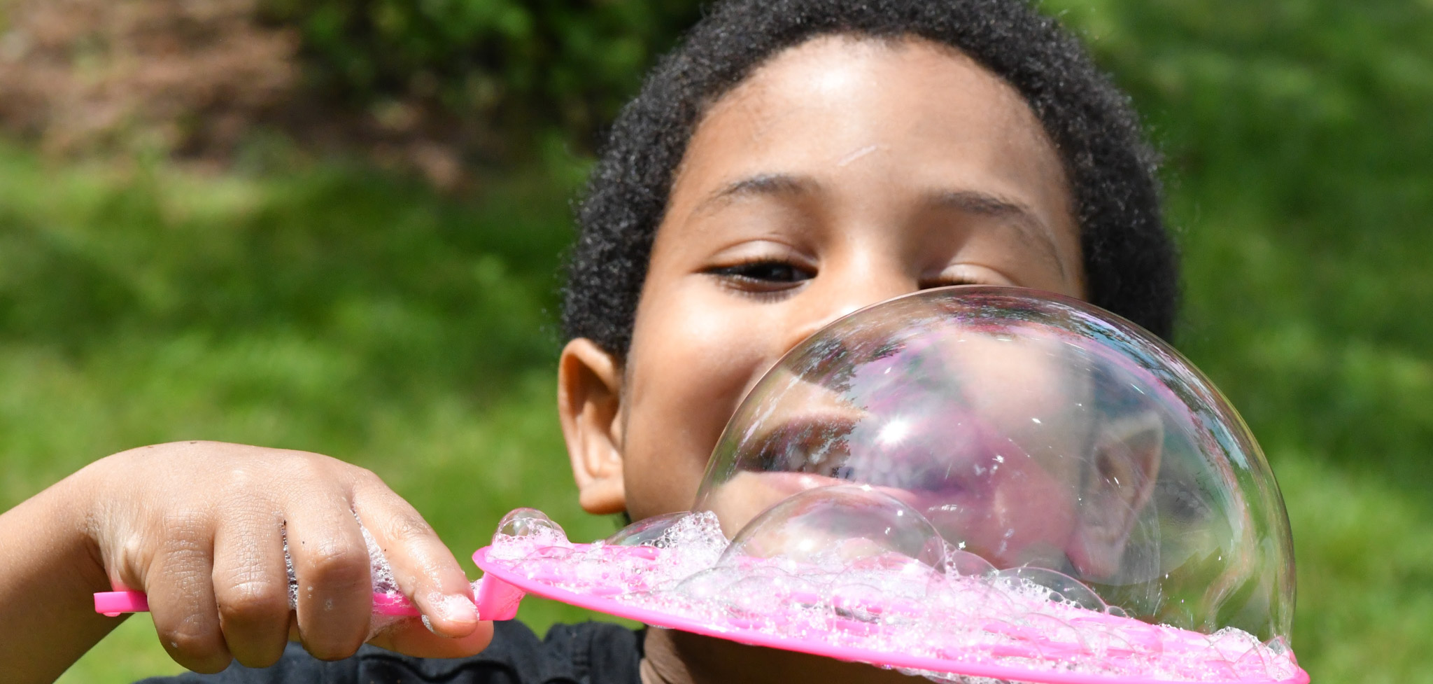 Blanchard Kindergartener Enjoys Bubble Time