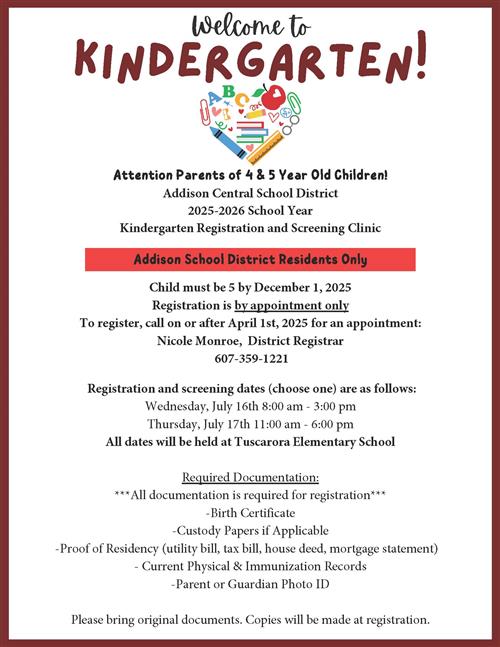 Kindergarten Registration flyer