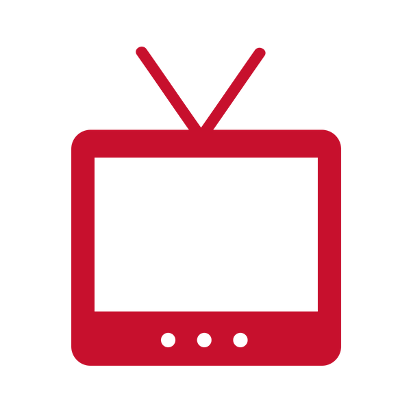 red and white television