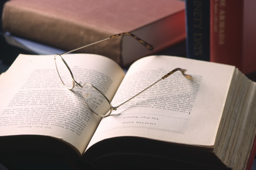 glasses and book