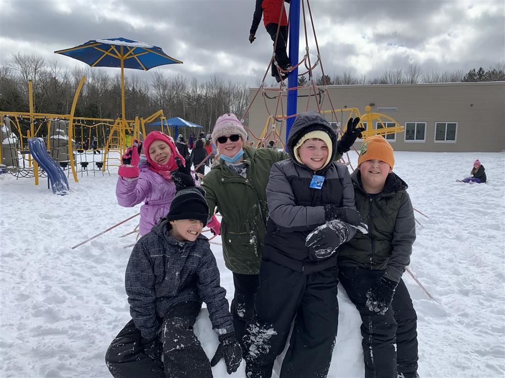 Students enjoying a fun snow day.