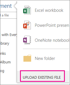 Upload existing file