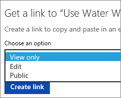 Choosing View Only option before creating a link to be copied and pasted