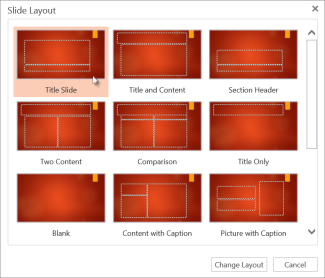 Change the layout of a slide