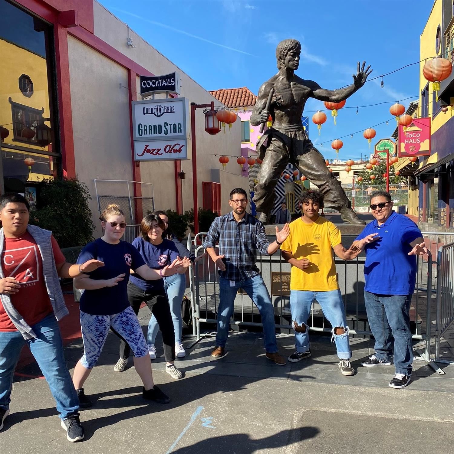  Students with Bruce Lee Statue