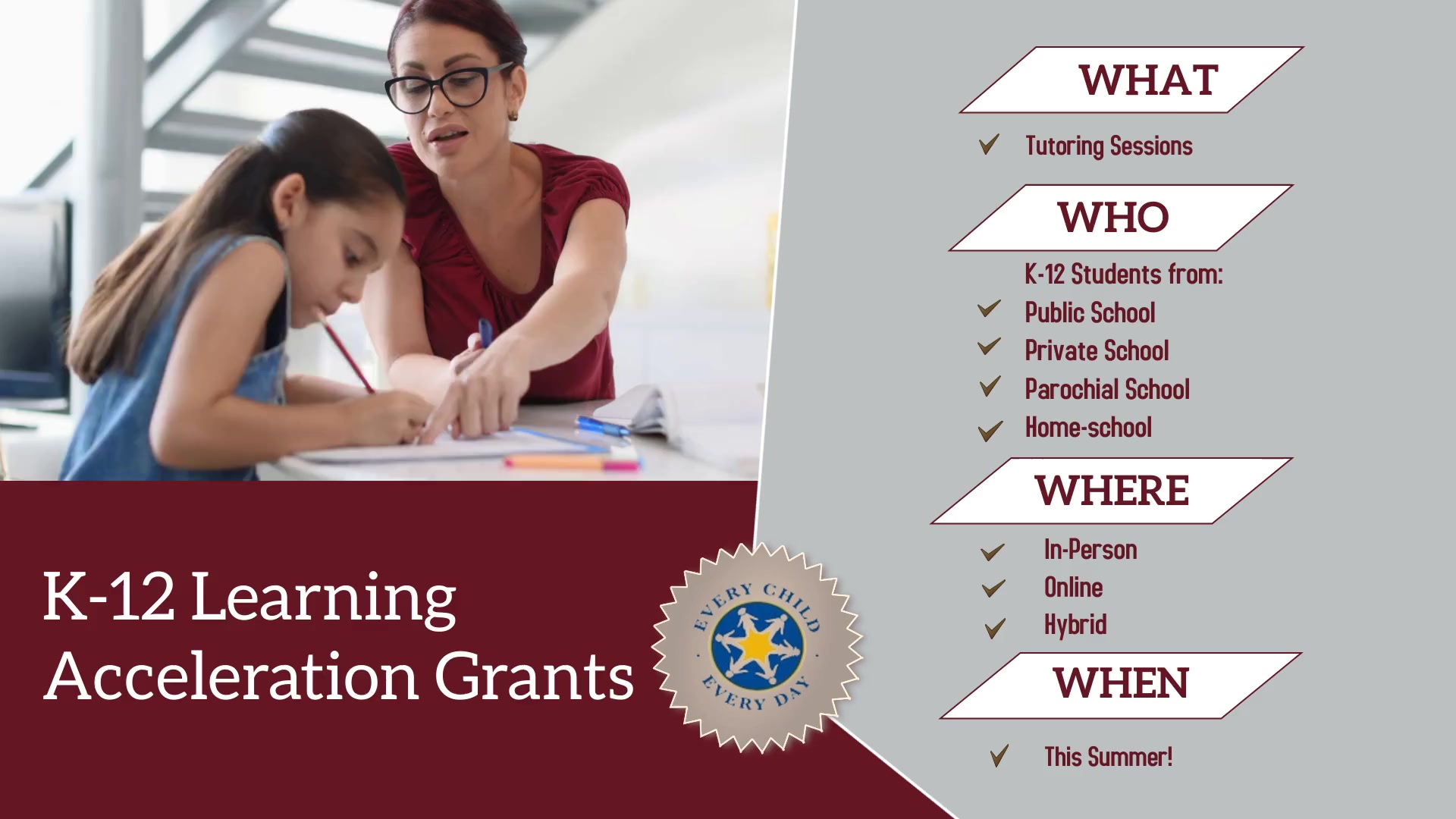 This is the image for the news article titled K-12 Learning Acceleration Grants Program