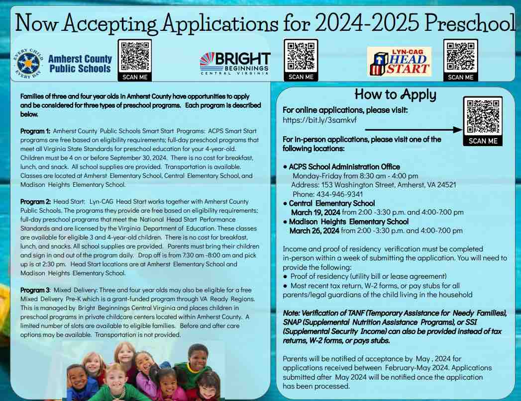 This is the image for the news article titled Now Accepting Applications for 2024-2025 Preschool