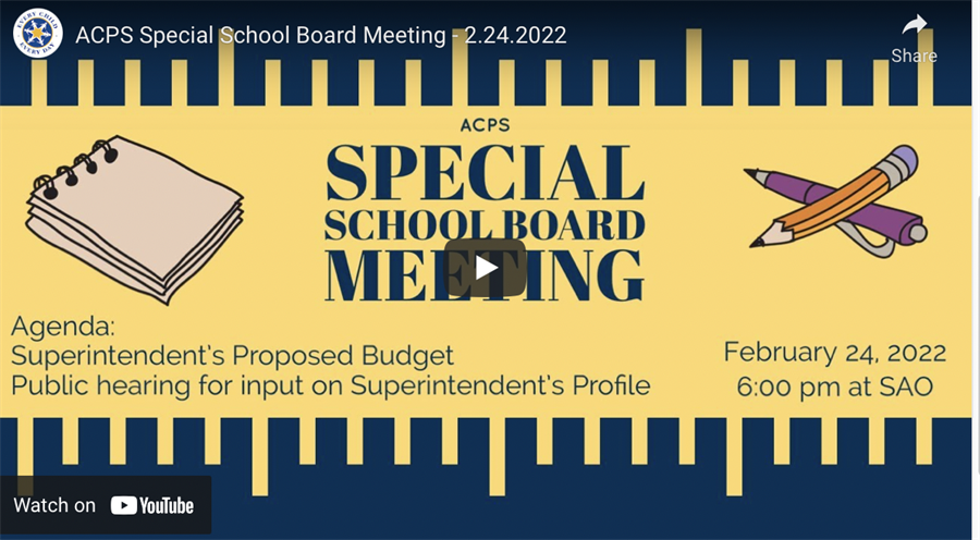 This is the image for the news article titled Special School Board Meeting 2.24.22