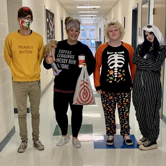 images of staff and students dressed up in costumes