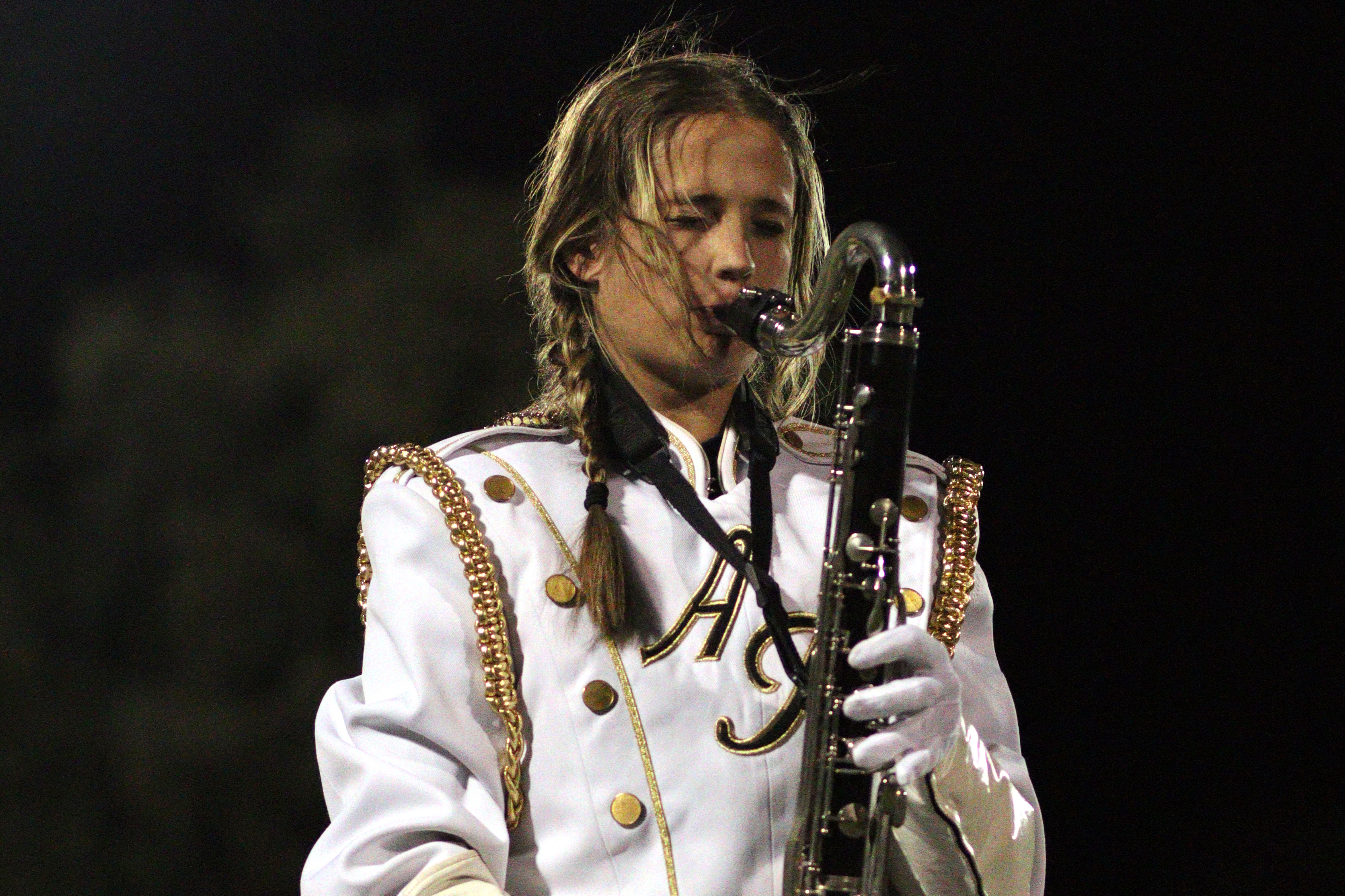 student playing instrument