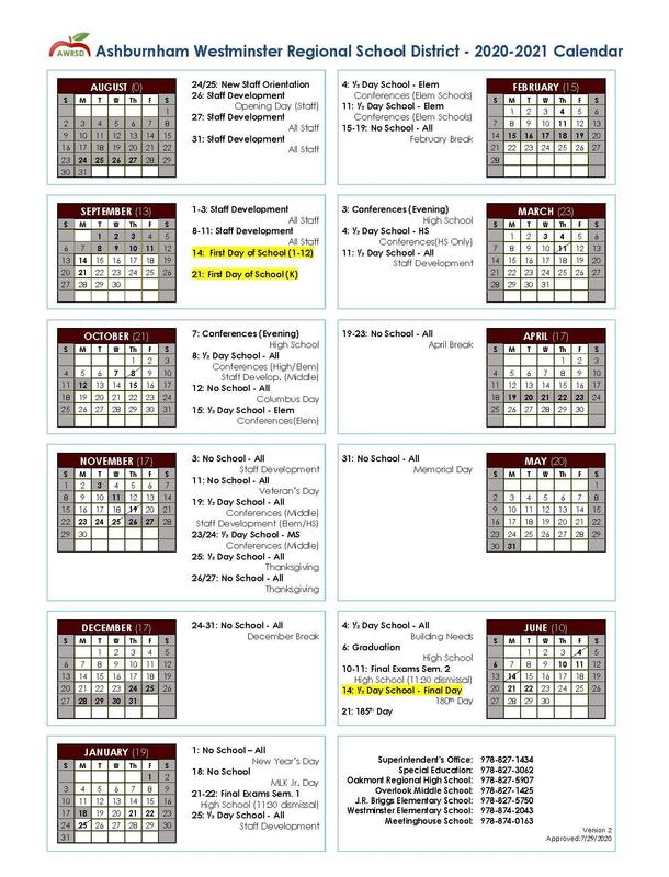 School Year Calendar Updated