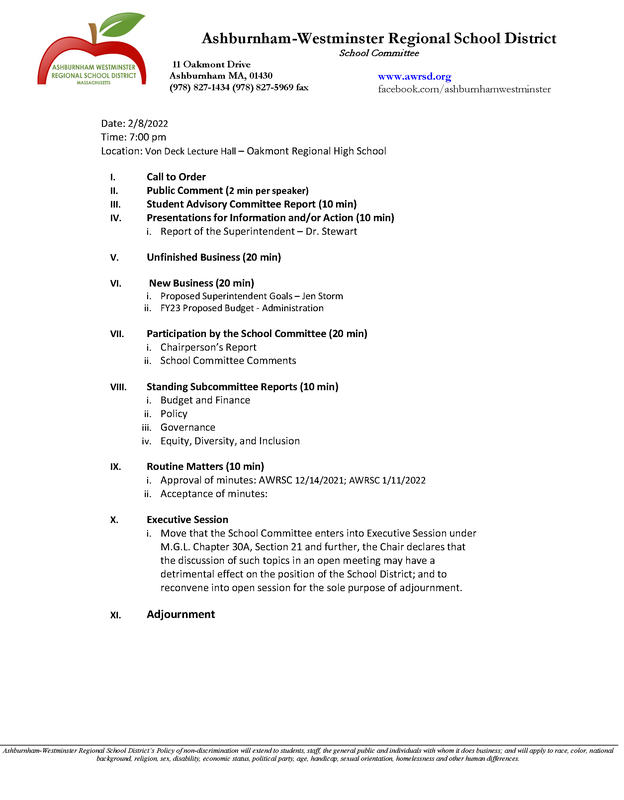 School Committee Meeting 2/8/22
