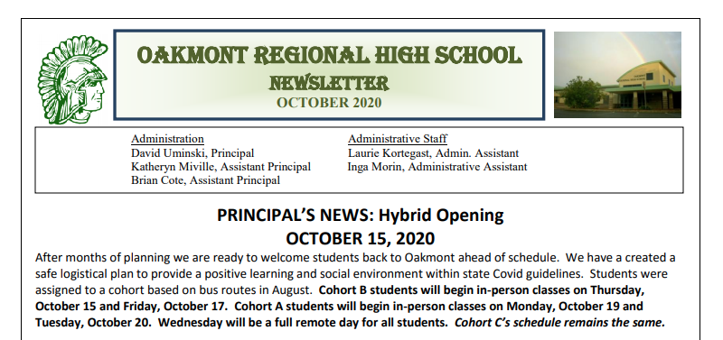 October Oakmont Newsletter Posted