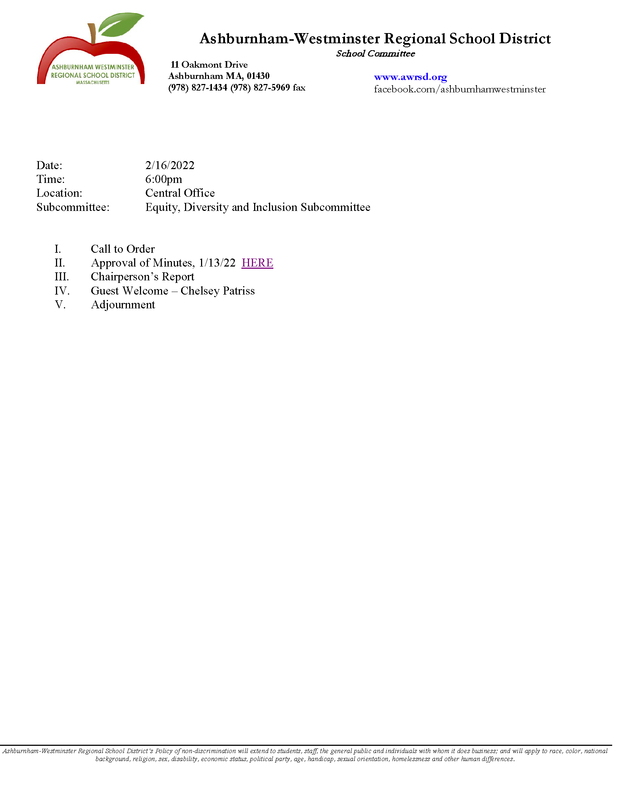 Equity, Diversity and Inclusion Subcommittee Meeting 2/16/2022