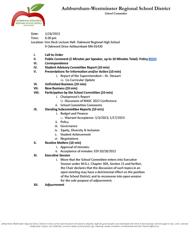 School Committee Meeting 2/2/2023