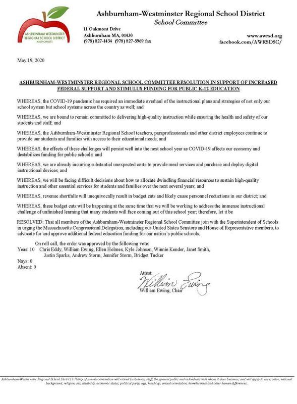 Resolution in Support of Increased Federal Support and Stimulus Funding for Public K-12 Education