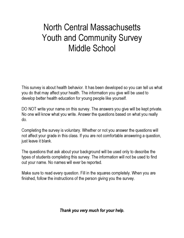 Middle School Youth and Community Survey