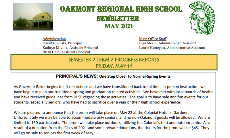 Oakmont Newsletter - May Edition