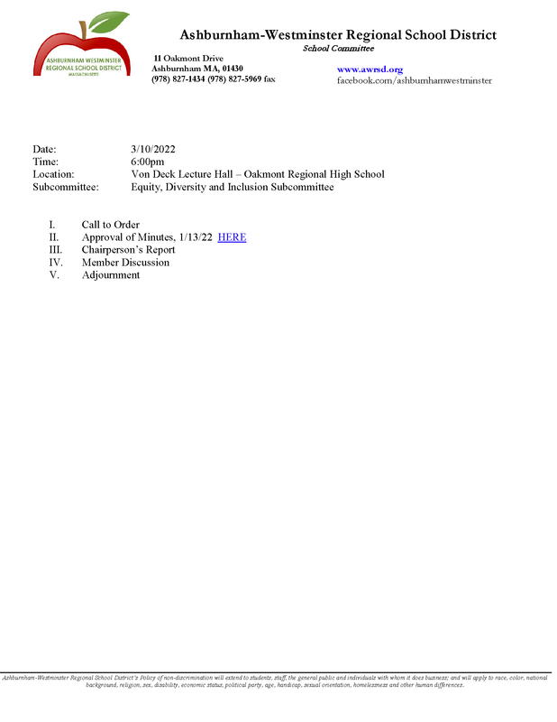 Equity, Diversity and Inclusion Subcommittee Meeting 3/10/2022