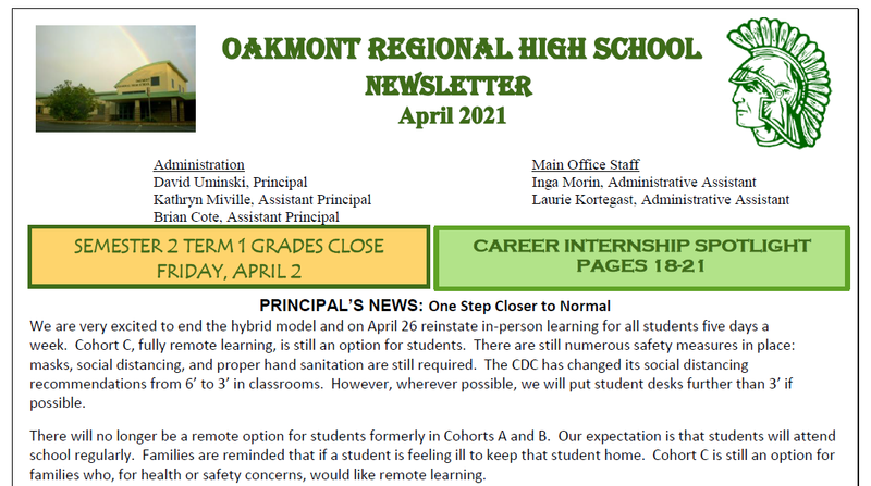 Oakmont Newsletter - April Edition