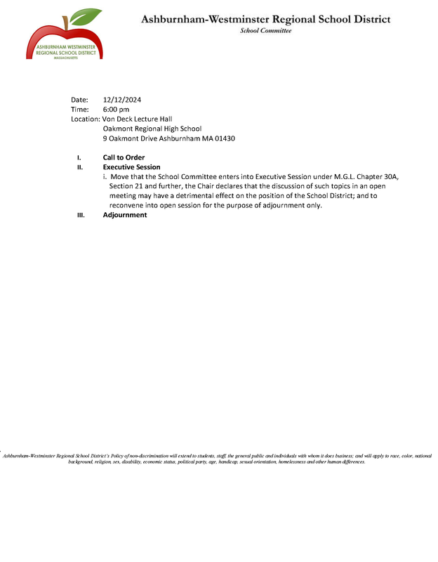School Committee Meeting 12/12/2024 Featured Photo