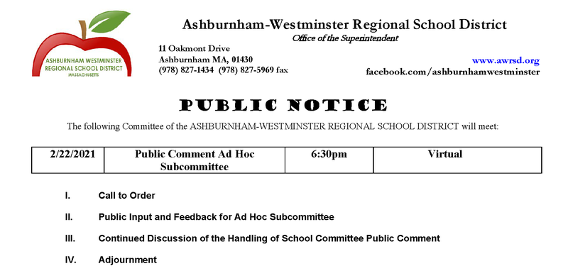 Public Comment Ad Hoc Subcommittee Meeting 2/22/2021