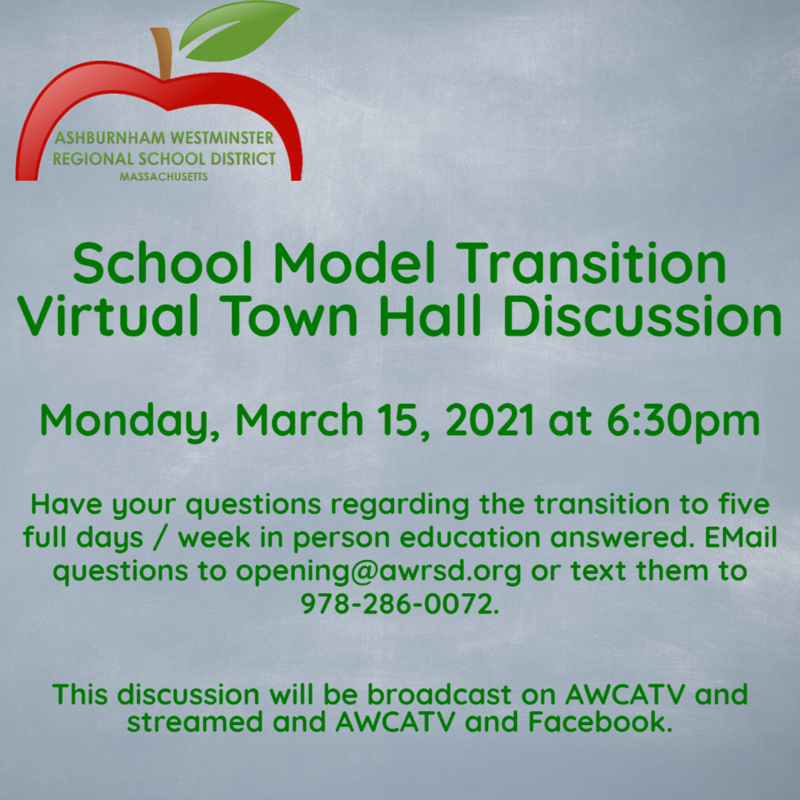 School Model Transition Virtual Town Hall Meeting 3/15/2021