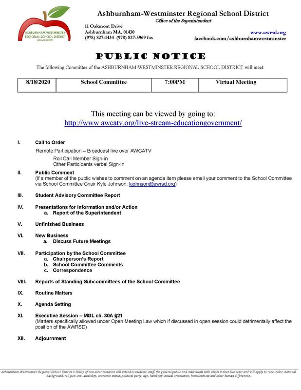 School Committee Meeting 8/18/2020