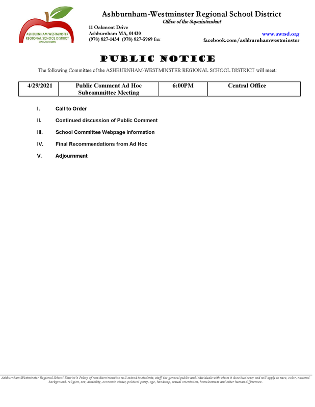 Public Comment Ad Hoc Subcommittee Meeting 4/29/2021