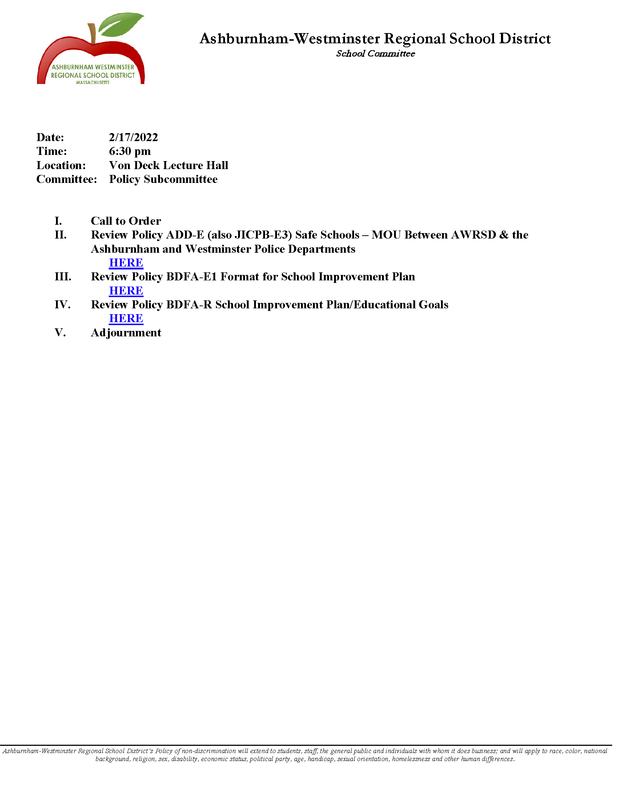 Policy Subcommittee Meeting 2/17/2022