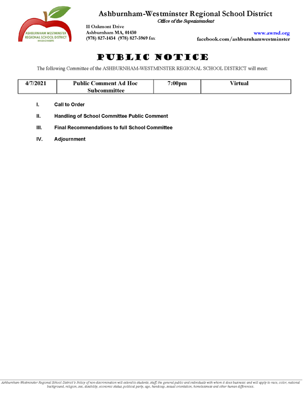 Public Comment Ad Hoc Subcommittee Meeting 4/7/2021