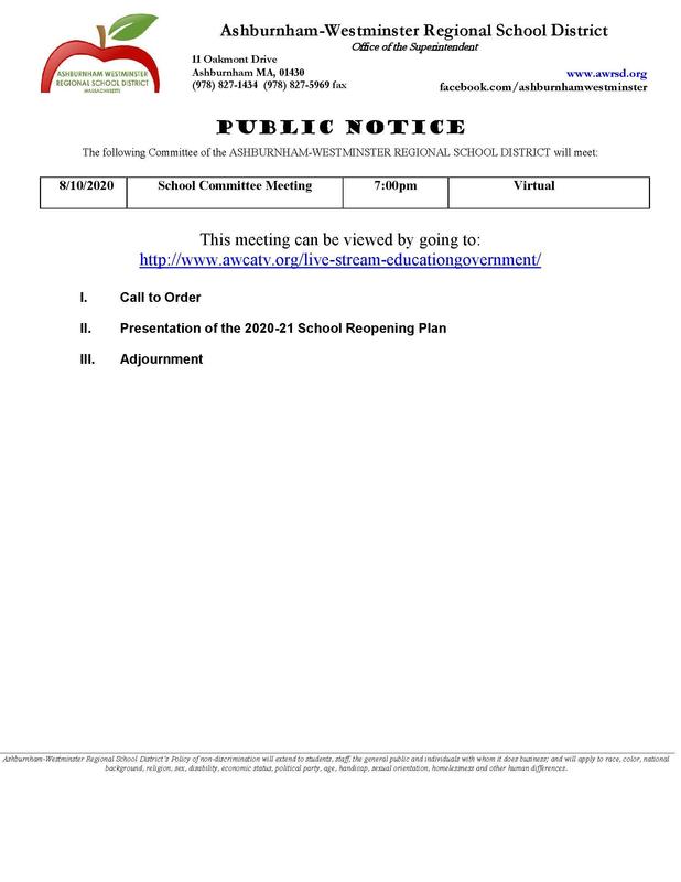 School Committee Meeting 8/10/2020