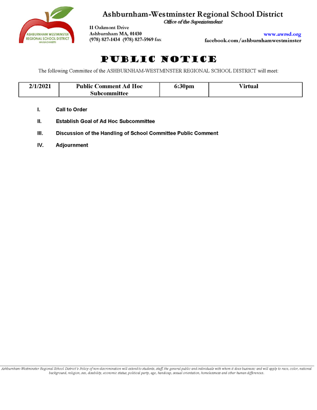 Public Comment Ad Hoc Subcommittee Meeting 2/1/2021