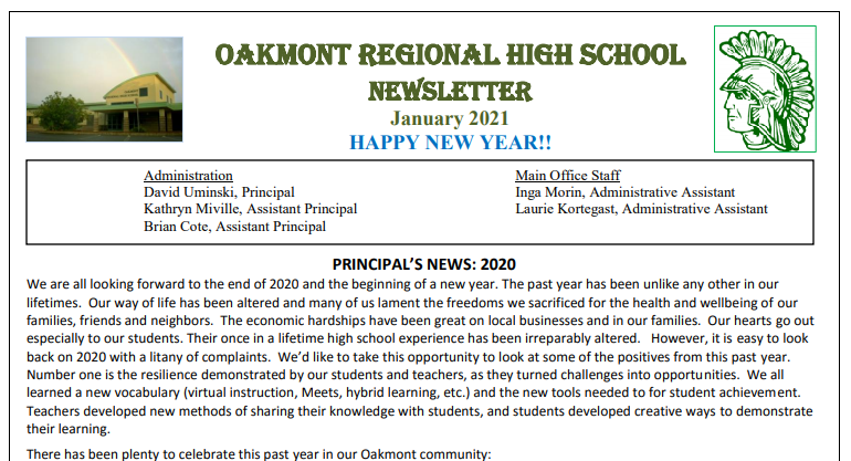 Oakmont Newsletter January 2021