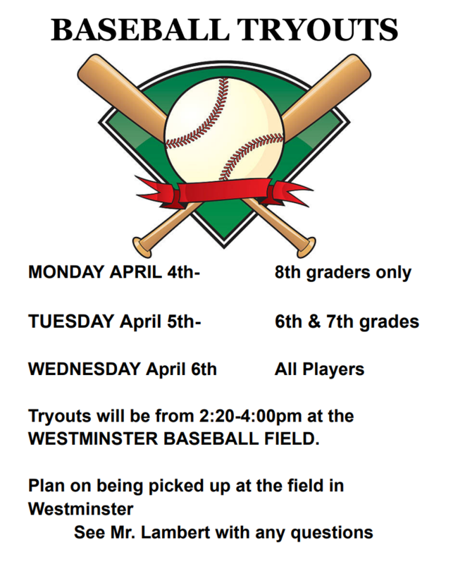 OMS Baseball tryouts schedule and information