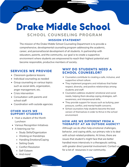 Overview of Drake Middle School Counseling Program