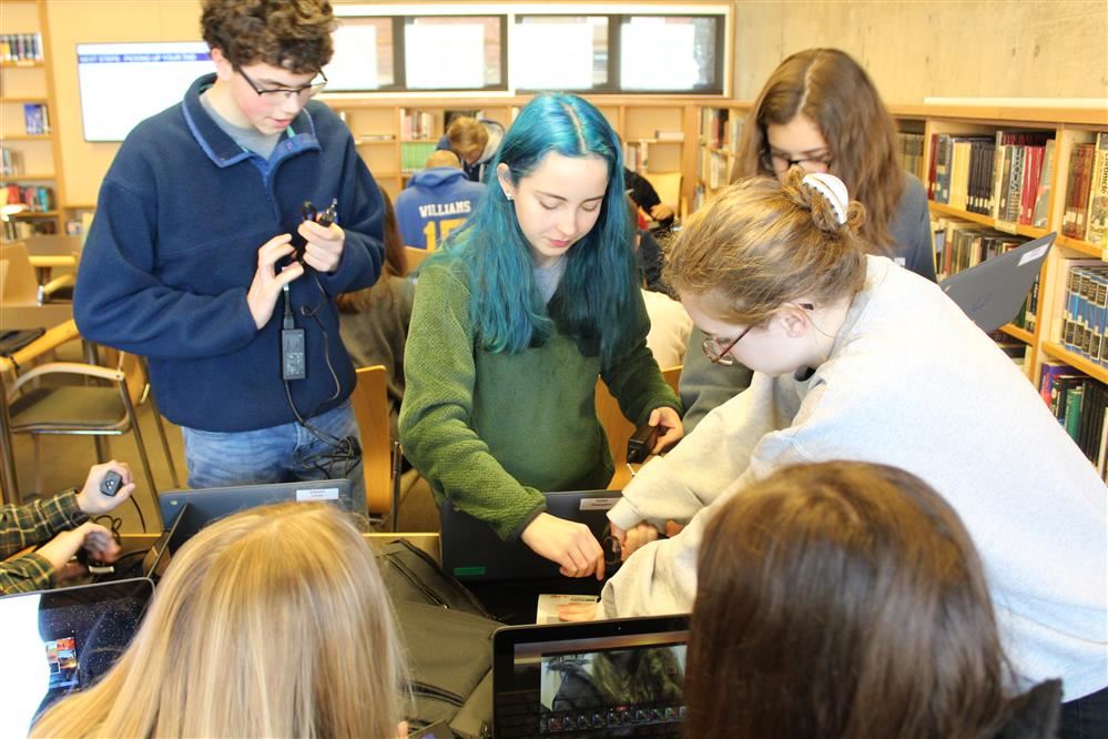 BHS students receiving their Chromebooks