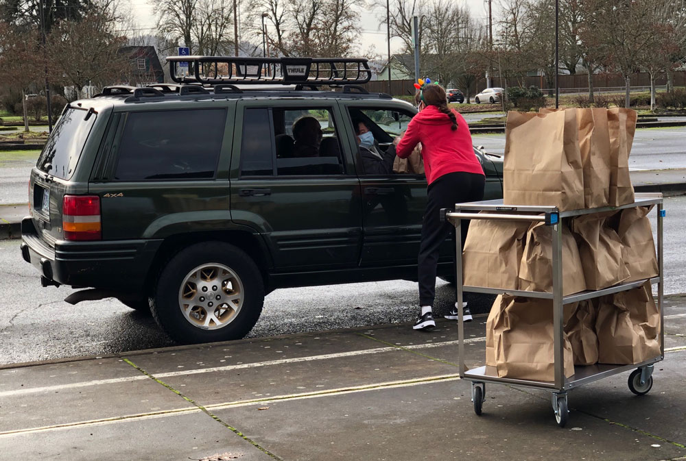 Serving bagged meals curbside