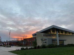 photo of the outside of Willamette High School at sunrise