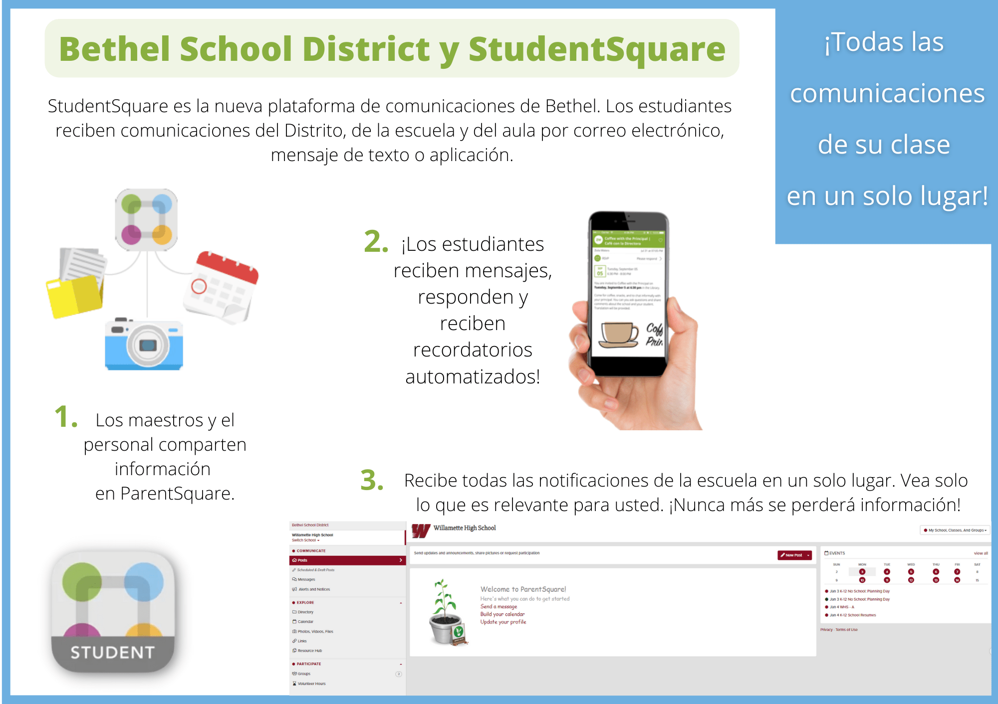 Spanish StudentSquare information flyer