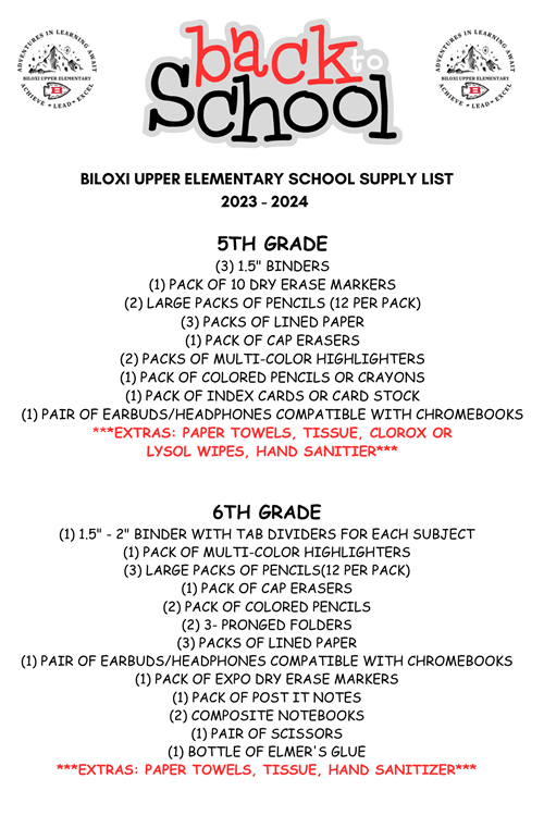 23-24 School Supply List