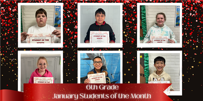 6th Grade January Students of the Month