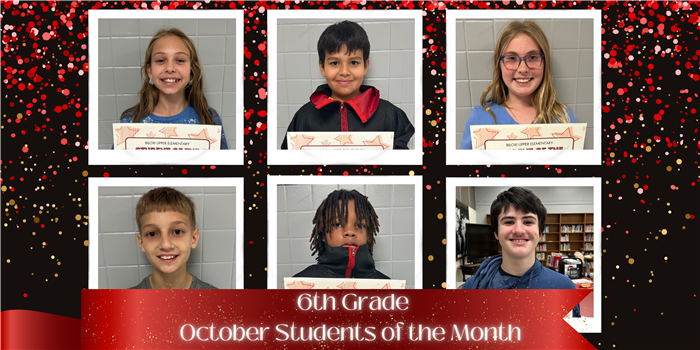 6th Grade October Students of the Month