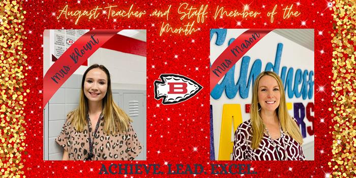 August Teacher and Staff Member of the Month