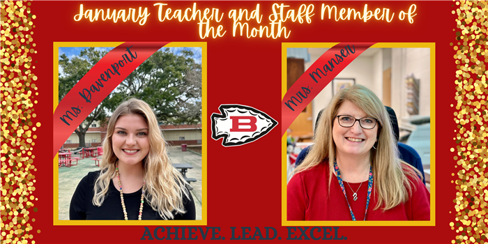 January Teacher and Staff Member of the Month