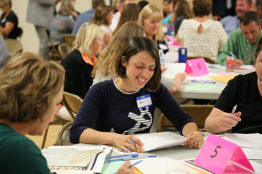 Community members attend Facility Master Planning Dialogue Session at Cynthia Mann Elementary on August 30, 2016.