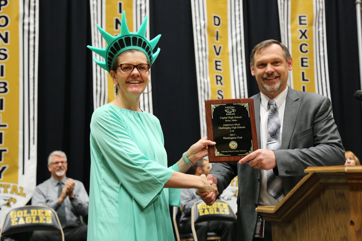 Photo of Capital High Principal Sandy Winters and Deputy Superintendent Coby Dennis. Photo of Capital High Principal Sandy Winters and Deputy Superintendent Coby Dennis.