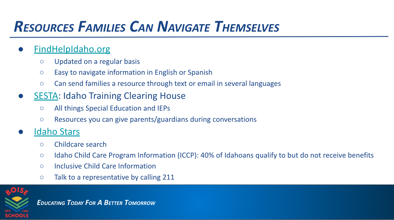 Resources Families Can Navigate themselves