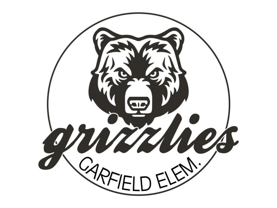 Circle with Grizzly Bear Face in the middle with the words Grizzlies Garfield Elem at the bottom
