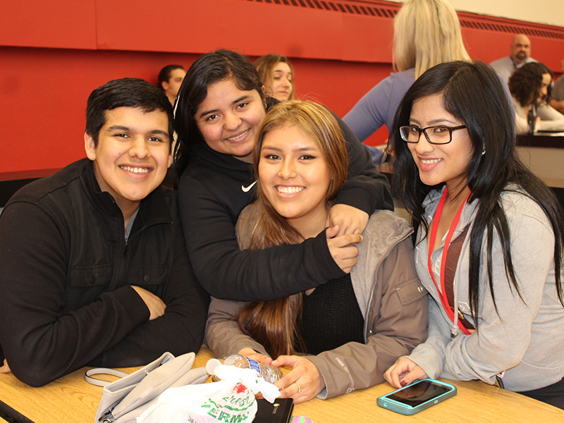 Smiling Student in Cafeteria